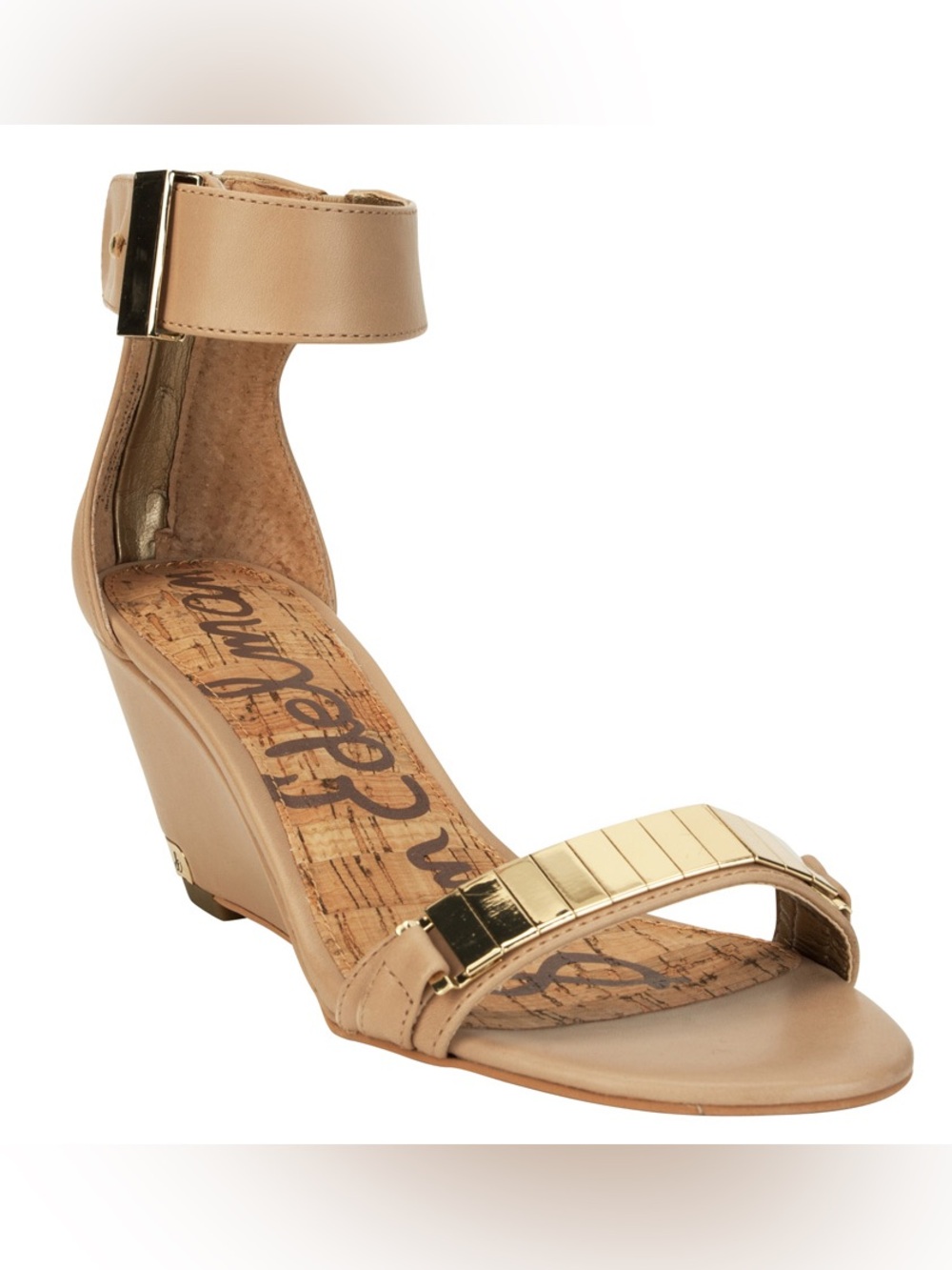 Sam Edelman Serena Beige Wedge Sandals with Gold Accent size 6 BNIB